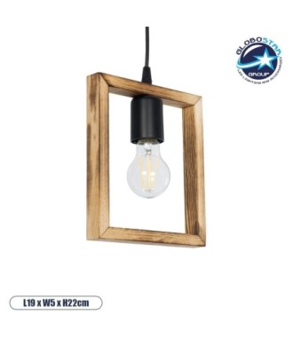 GLOBOSTAR® EDISON 203-0020 Vintage Κρεμαστό Φωτιστικό Οροφής με Ντουί 1 x E27 AC 220-240V IP20 - Μπεζ & Μαύρο - Μ19 x Π5 x Υ22cm